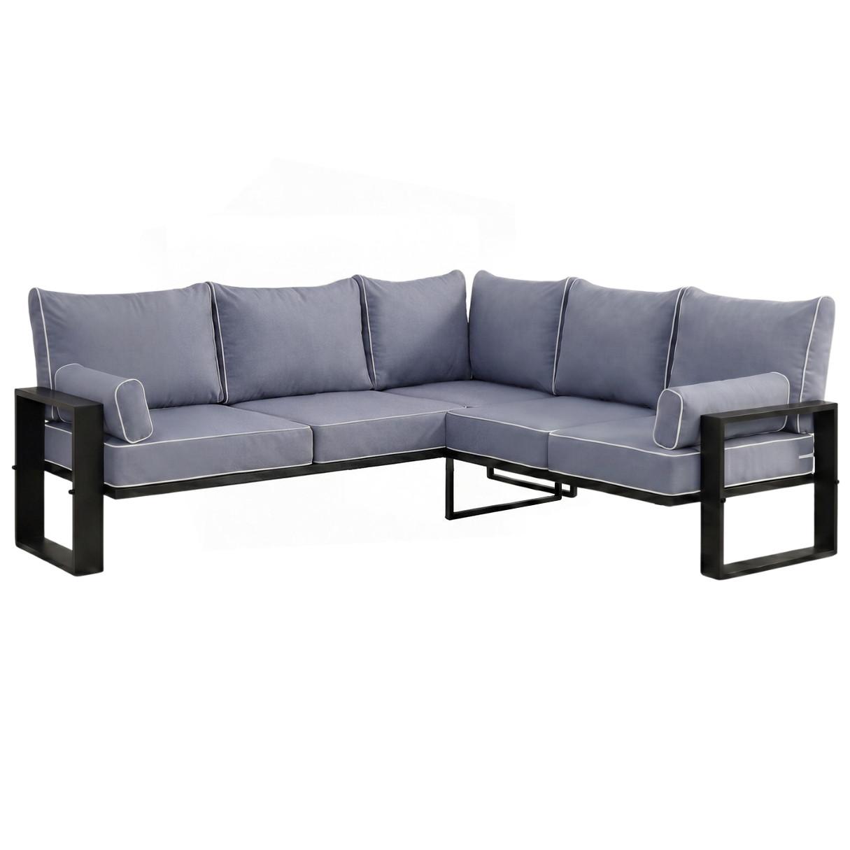 LOUNGEECKTEIL Verdino 2R2 mit Metallrahmen 215 cm Blaugrau - Blaugrau, Metall (215/90/228cm) - Beautysofa