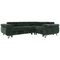 ECKSOFA FALCO L - Dunkelgrün Cord - Rechts Seite - Dunkelgrün/Schwarz, Textil/Metall (268/197cm) - MKS