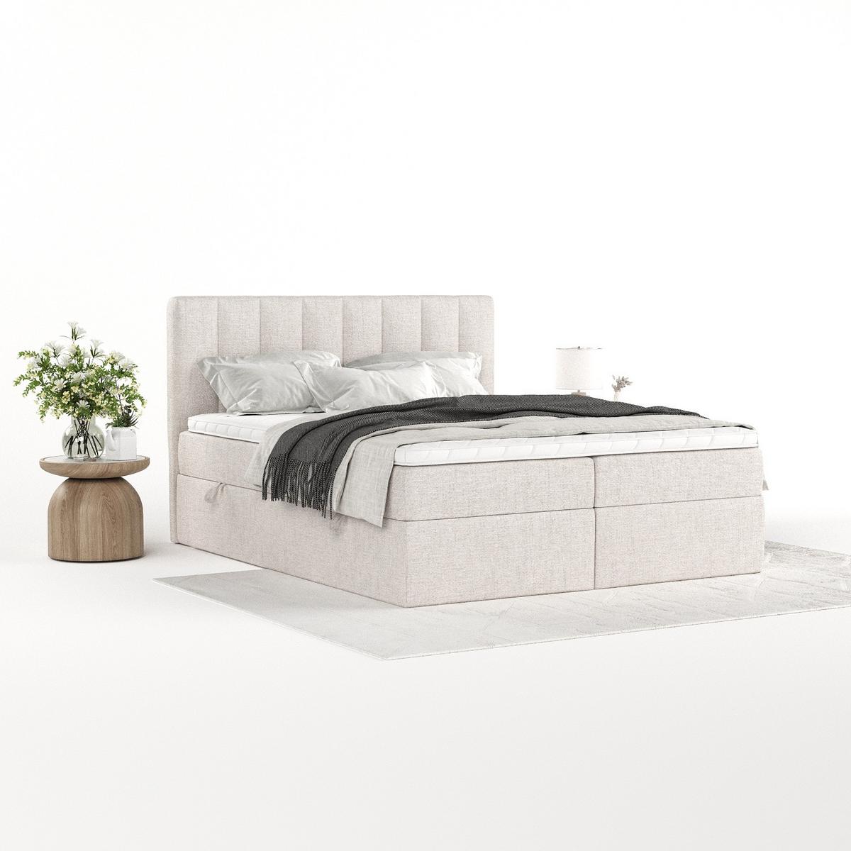 BOXBETT Bari 160/200 cm Hellbeige im Neve Stoff - Sandfarben, Holz/Holzwerkstoff (160/200cm) - AltaBeds