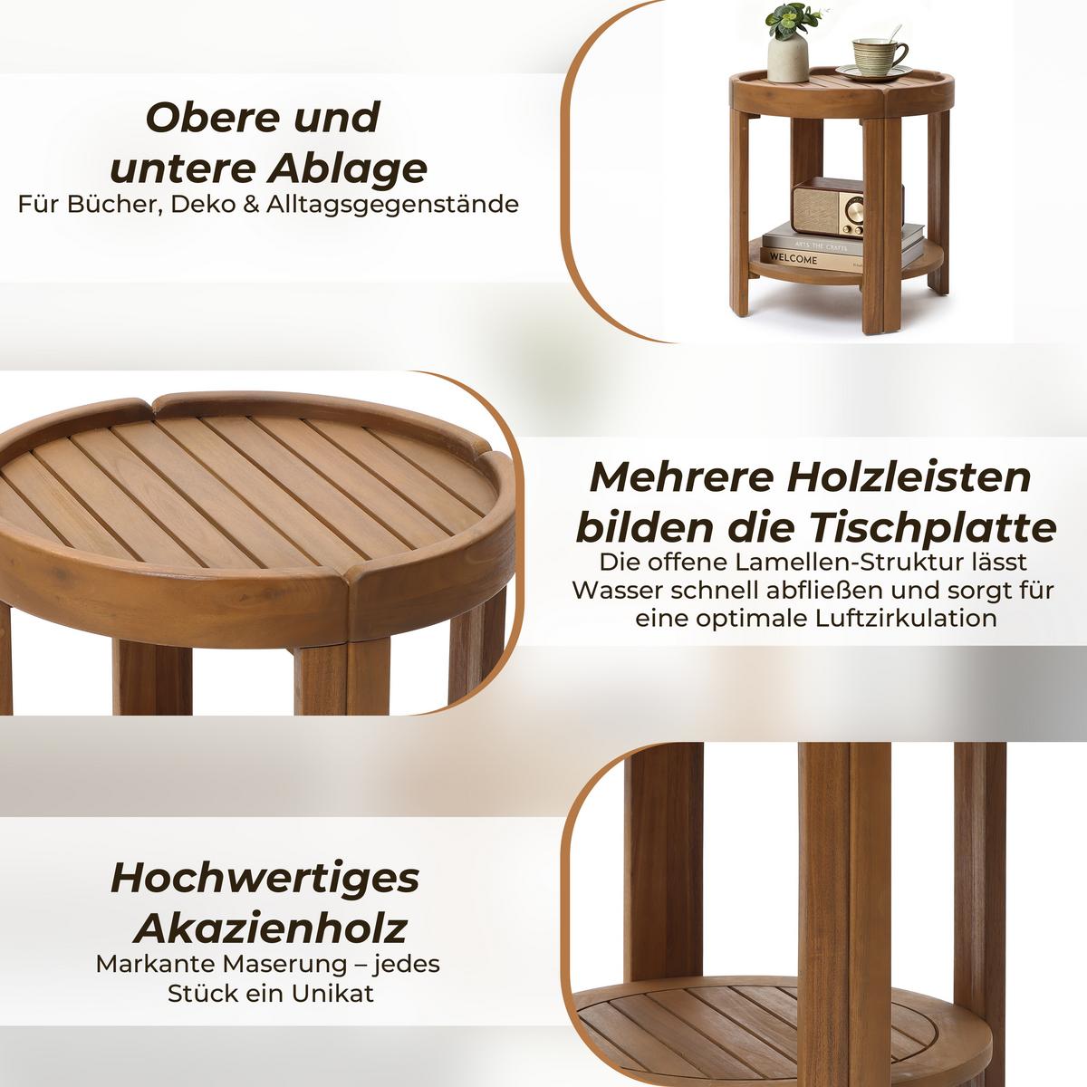 BEISTELLTISCH Rund, Ø50 cm X H52 cm - Braun, Holz (50/50/52cm)