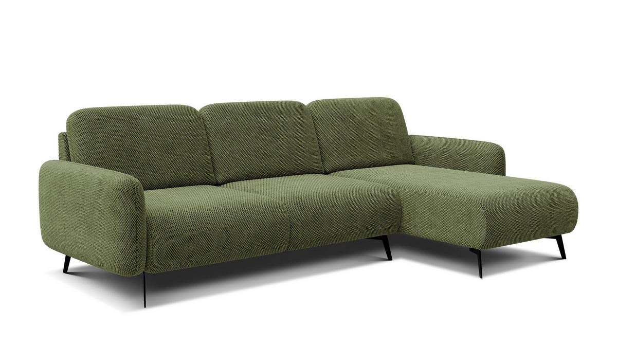 ECKSOFA FEBE 4-Sitzer rechts, olivgrün - Schwarz/Olivgrün, Holz/Textil (264/157cm) - Wozimo