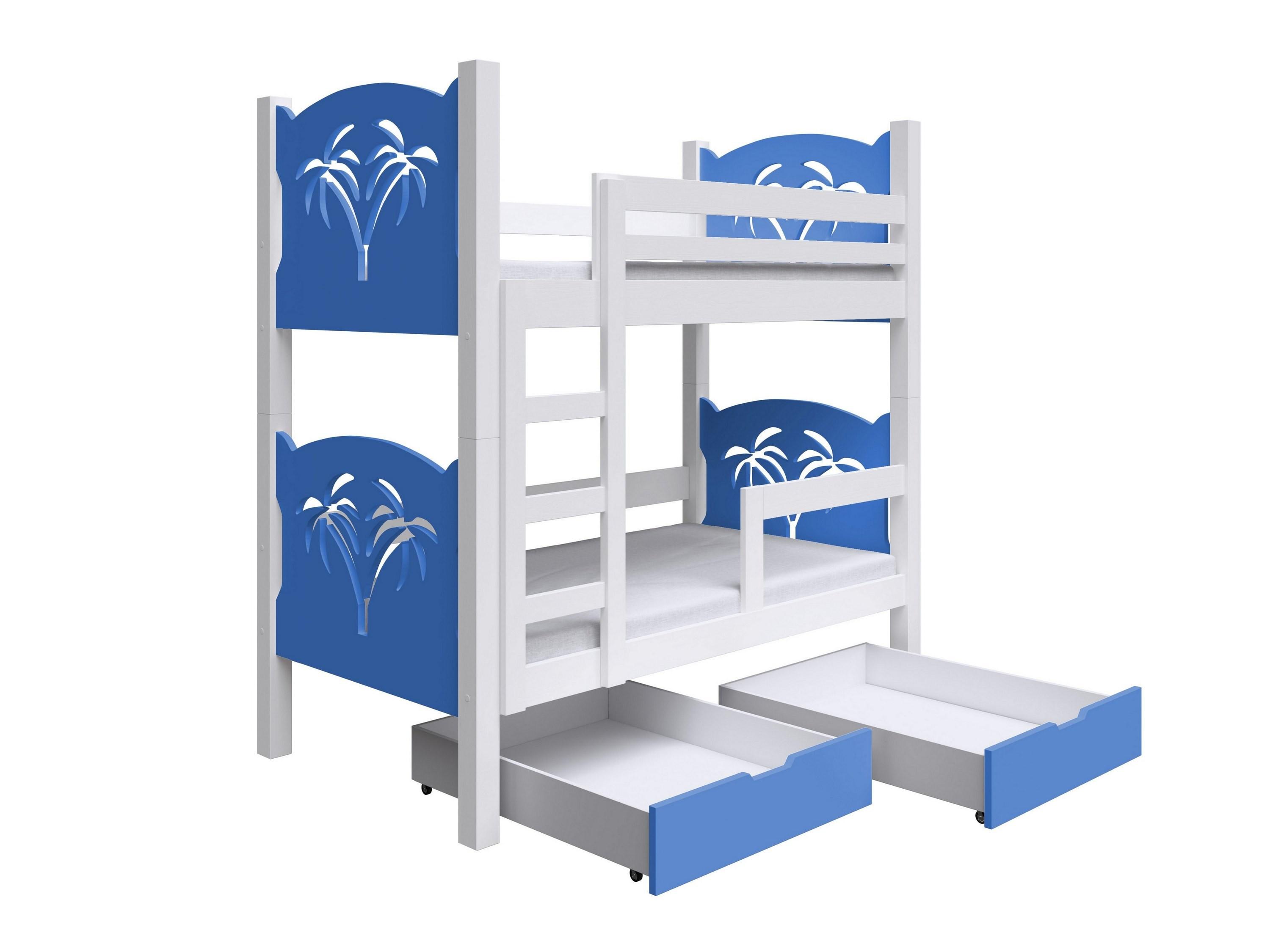 ETAGENBETT LEONE mit Bettkasten 80x180 cm Weiß - Blau/Weiß, Holz (80/180cm) - MASSENO