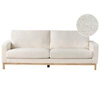 3-SITZER-SOFA Bouclé weiß/hellbraun Siggard - Hellbraun/Weiß, Textil (217/84/92cm) - Beliani