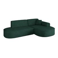 ECKSOFA Ottomane Rechts MARI-L1 - 243x171x79 cm Grün Velours - Schwarz/Grün, Holzwerkstoff/Kunststoff (171/243cm) - ALTDECOR
