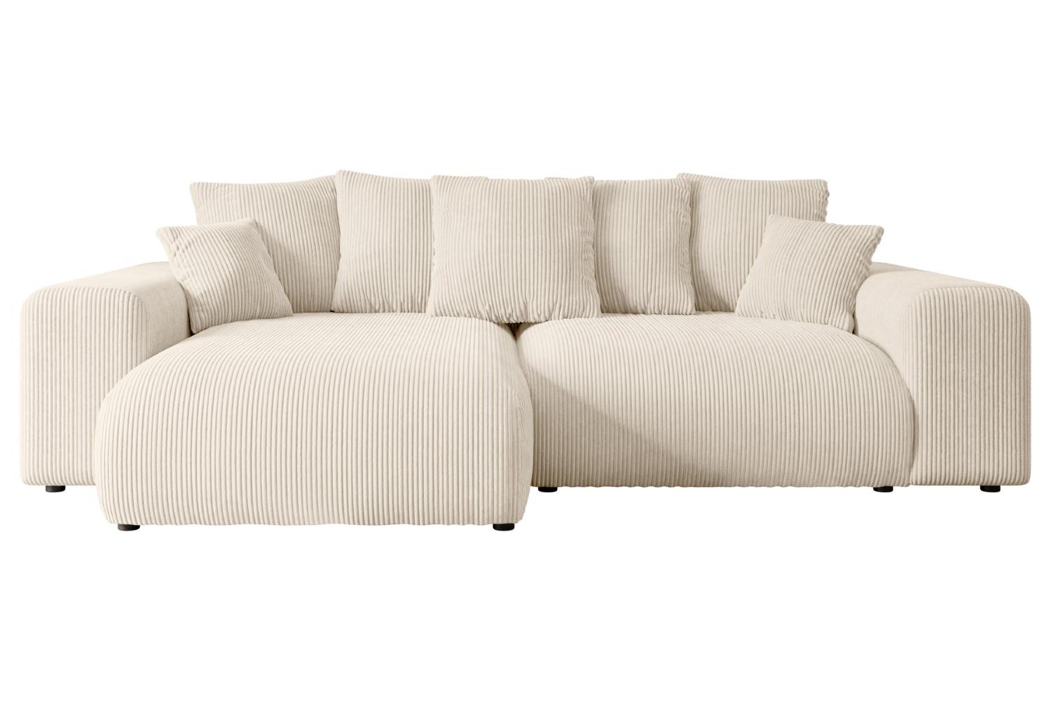 ECKSOFA Ottomane links ESKAR-L 266x176x72 Taupe Cord - Taupe/Schwarz, Holzwerkstoff/Kunststoff (266/176cm) - ALTDECOR
