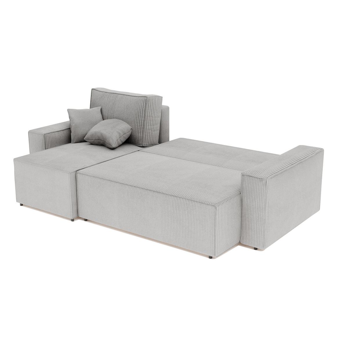 ECKSOFA Paris mit Schlaffunktion Cord - Hellgrau/Grau, Textil (244/155cm) - Idohome