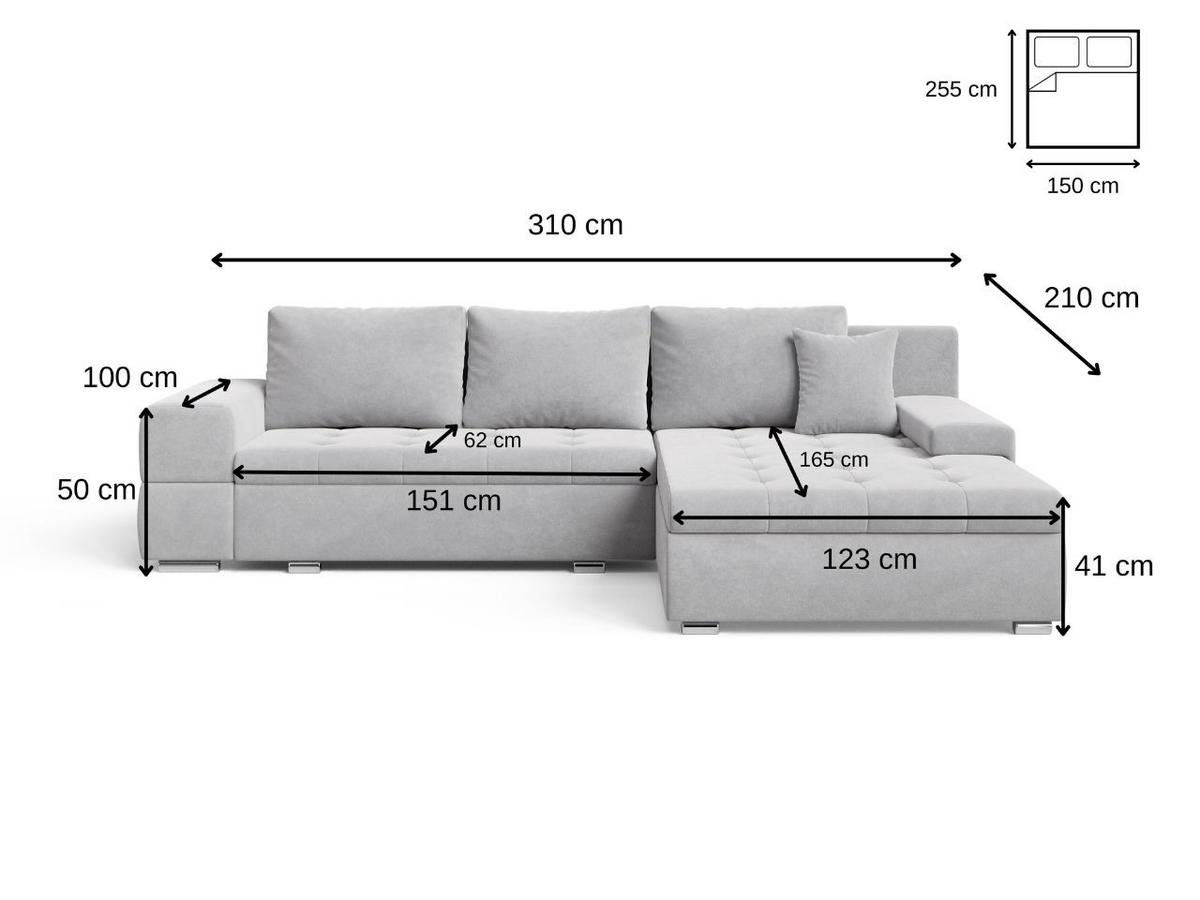 ECKSOFA Sonia Grau - Silberfarben/Grau, Holz/Textil (310/210cm) - Graingold