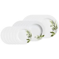 TELLER-SET Evora weiß-grün 18-tlg. - Weiß/Grün, Keramik (2/2/2cm) - Ritzenhoff Breker