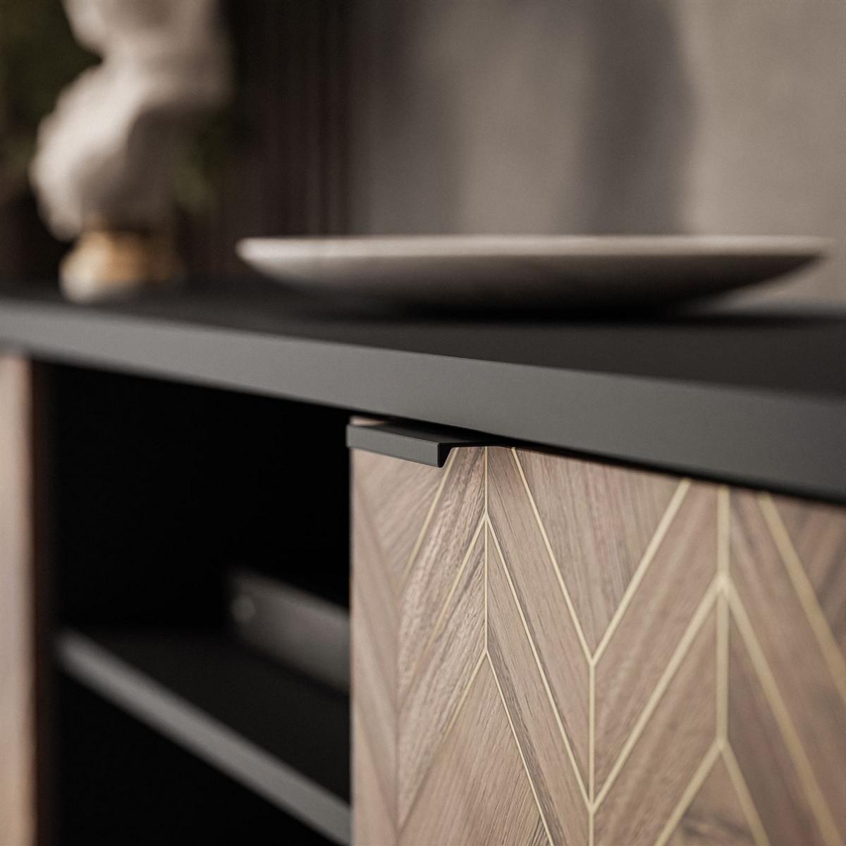 TV Element LIAM mit Ablagen - Schwarz, Holzwerkstoff (160/56/41cm) - Lookway