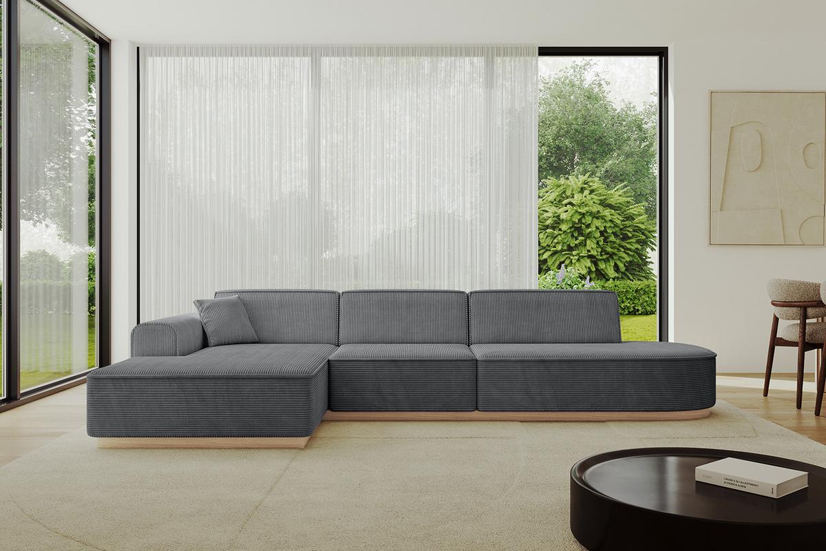 ECKSOFA Ottomane Links IREA-L2 - 327x165x80 cm Duneklgrau - Dunkelgrau, Holzwerkstoff/Textil (327/165cm) - ALTDECOR