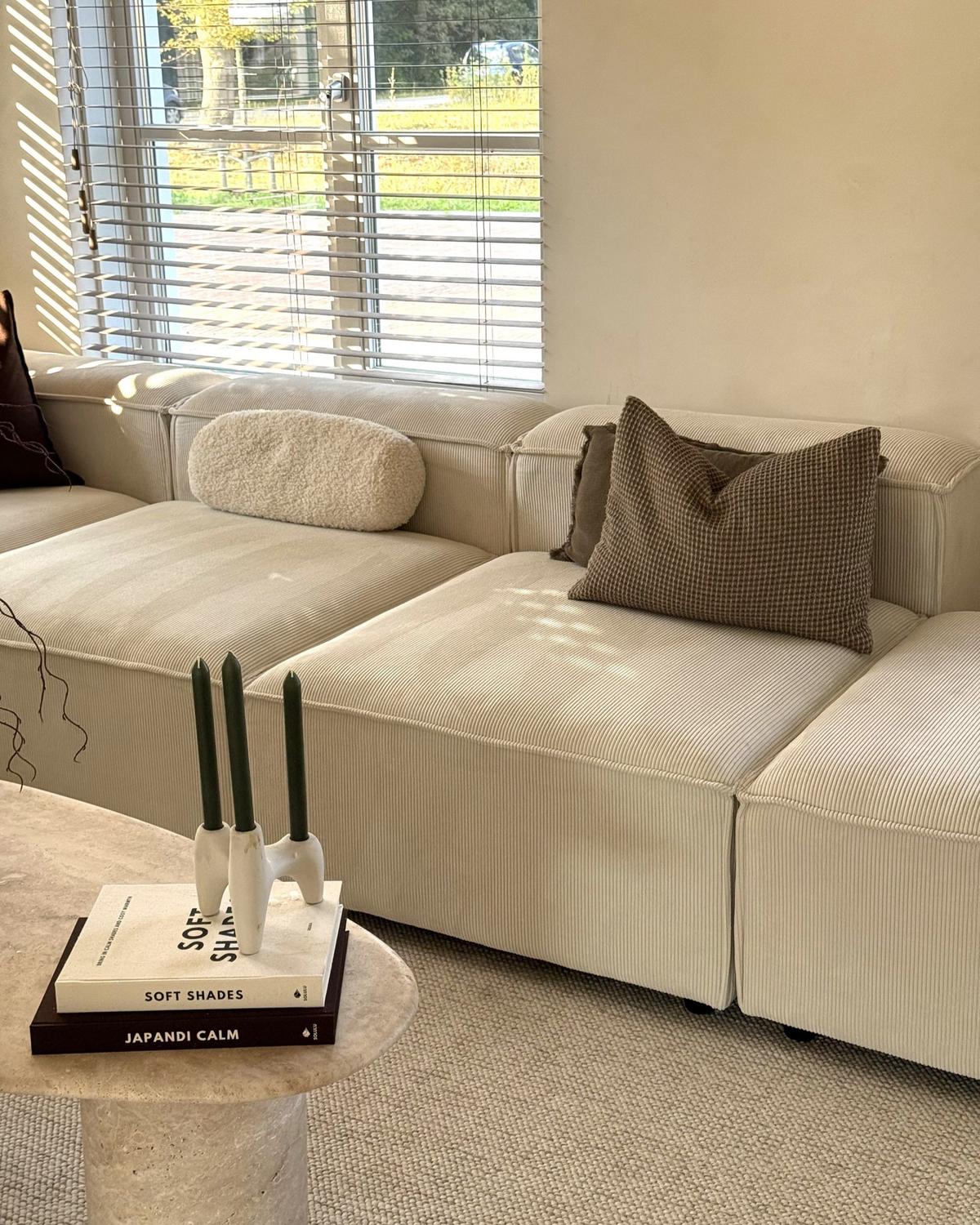 OTTOMANE Cord Cremeweiß Ardal - Creme, Textil (86/45/86cm) - Beliani