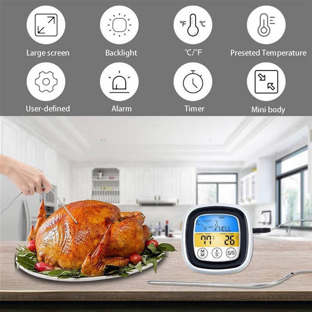 GRILLTHERMOMETER mit Timer - Weiß, Kunststoff - Intirilife