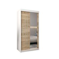SCHWEBETÜRENSCHRANK 200/100/62 2-türig - Silberfarben/Weiß, Holz/Kunststoff (100/200/62cm) - Abiks Möbel