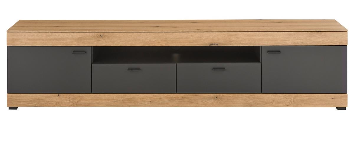TV-LOWBOARD in Eiche, grau 200 cm, TV Unterschrank XXL mit Soft-Close - Kaschmir/Eichefarben, Holzwerkstoff/Kunststoff (200/48/45cm) - Furn.Design