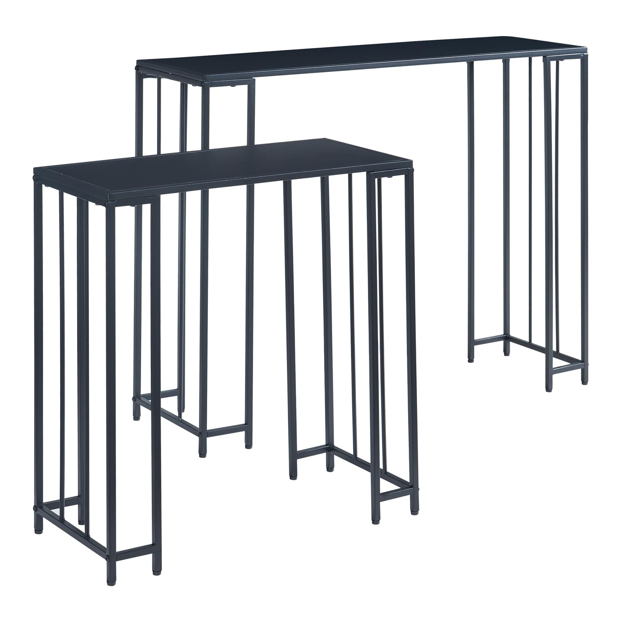 BEISTELLTISCH-SET 2 TLG. Ørsta - Schwarz, Holzwerkstoff/Metall (30/100/80cm) - [en.casa]