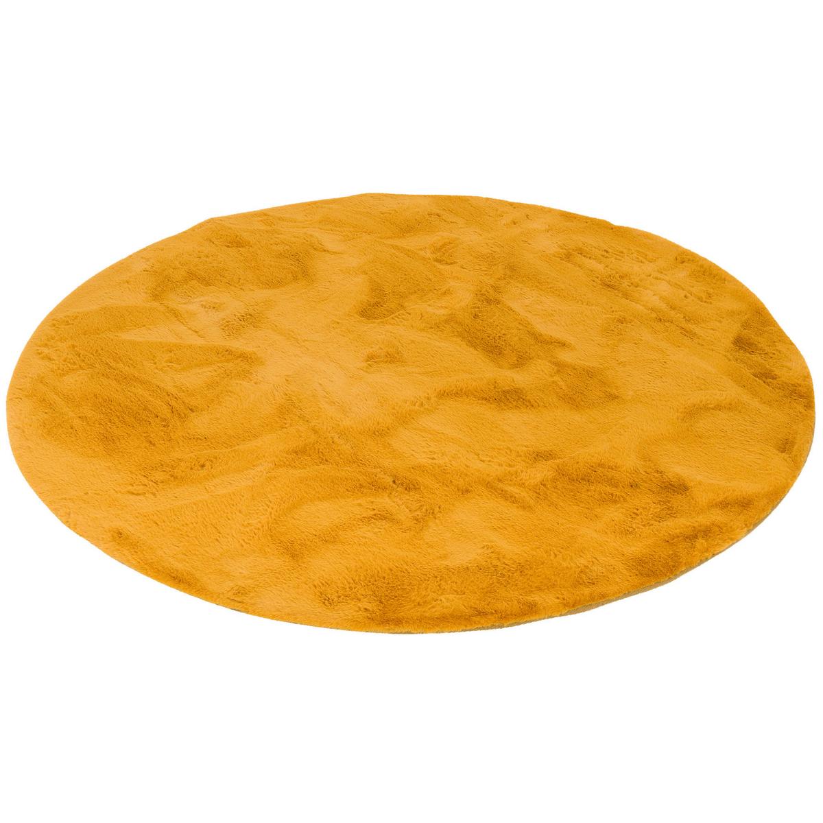 FELLTEPPICH LUXUS SUPER SOFT PLUSH RUND - Currygelb, Textil (80/80cm) - Pergamon
