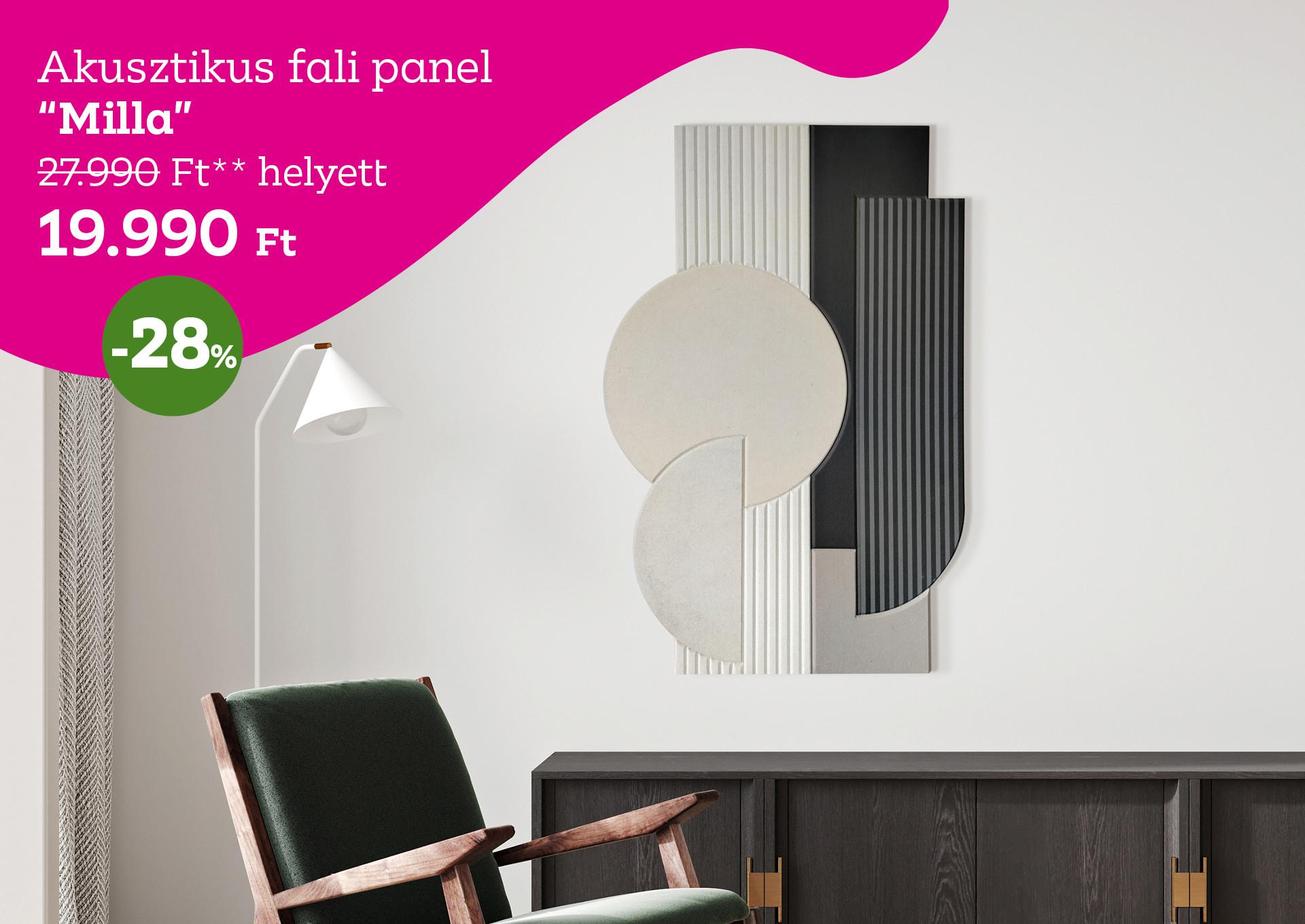 Akusztikus fali panel MILLA 27990 Forint helyett 19990 Forint, kedvezmény mértéke 28%