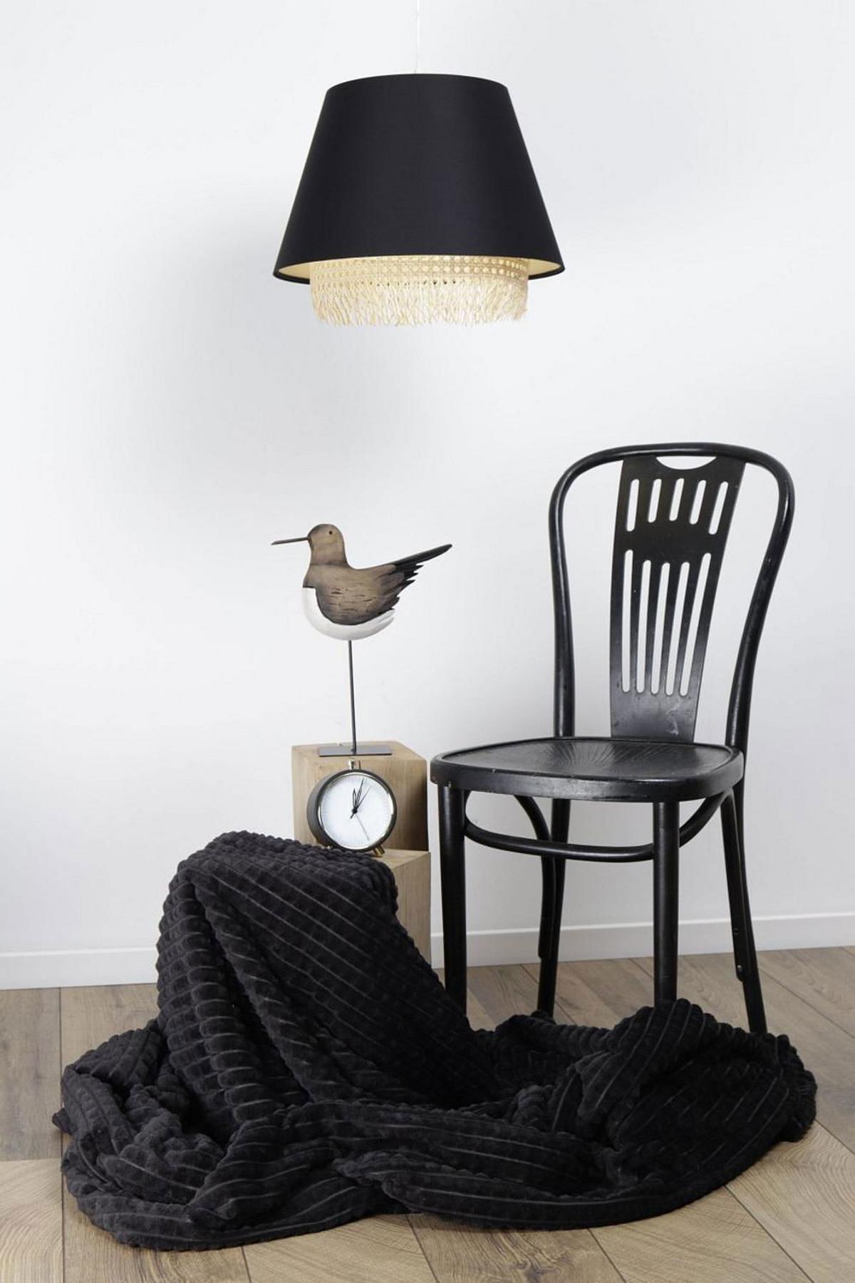 HÄNGELEUCHTE Schwarz 40/32 cm - Schwarz, Naturmaterialien (40/1.3/32cm) - ONZENO