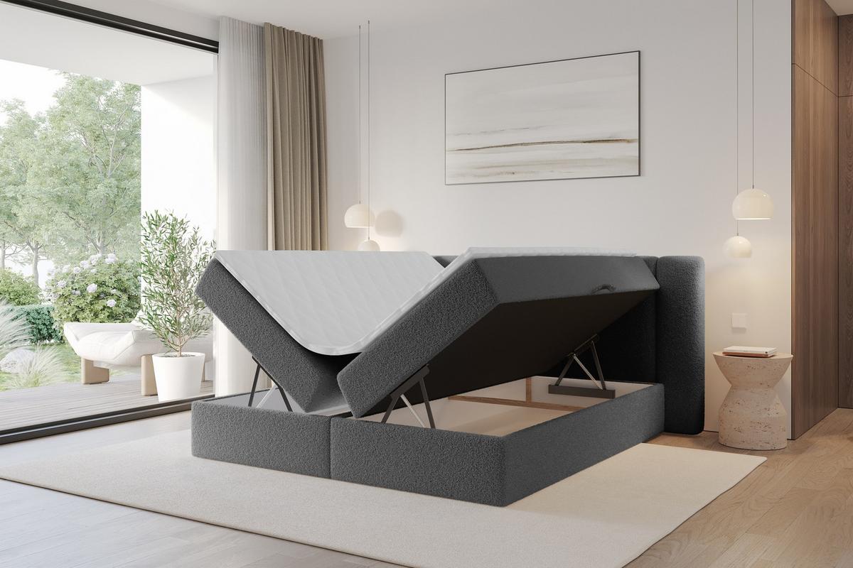 BOXBETT mit Matratze H4 - EVON - 180x200 cm Grau - Taupe, Holzwerkstoff (180/200cm) - ALTDECOR
