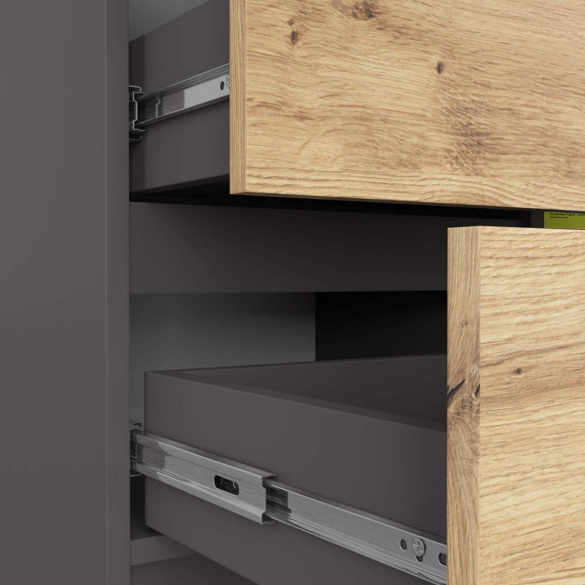 KOMMODE Graphit Grau, Eiche Artisan 77/80/35 - Eiche Artisan, Holzwerkstoff (80/77/35cm) - RAUMHIRSCH FURNITURE
