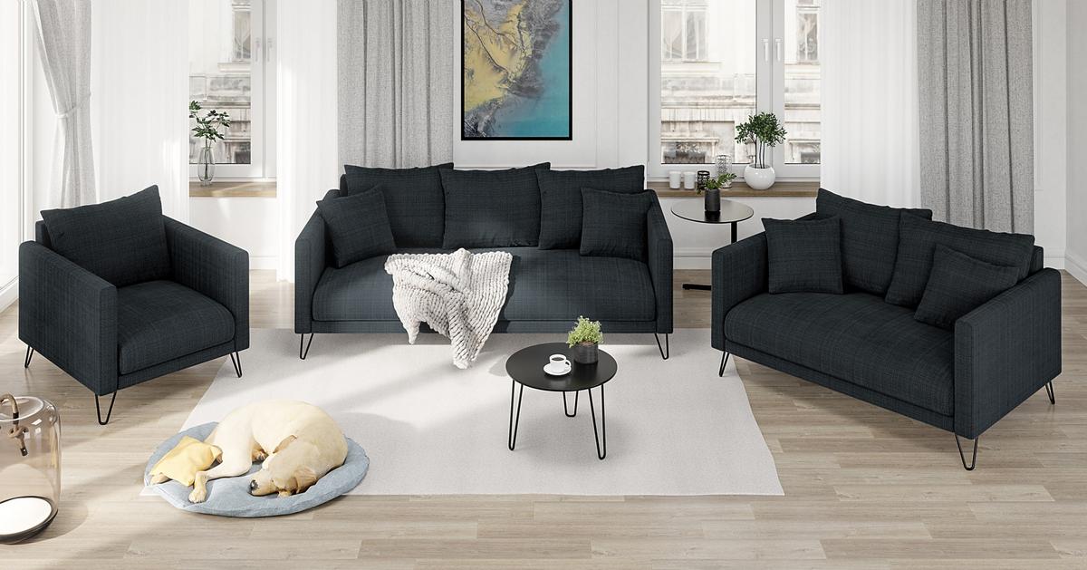 SESSEL Harmony Graphit Chenille - Graphitfarben/Schwarz, Holz/Textil (80/85/100cm) - S-Style Möbel