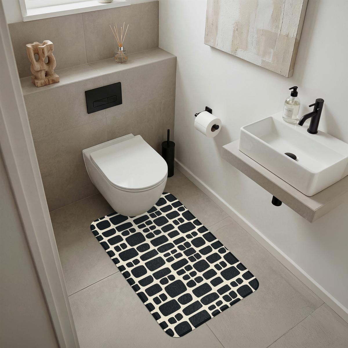 BADEMATTE Modern - Bio - Schwarz 60x90 cm - Anthrazit, Textil (60/90cm) - OnlyWow