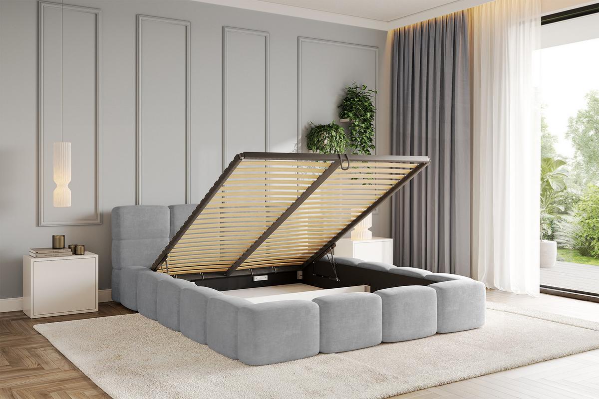 POLSTERBETT mit Bettkasten und Lattenrost, Bett mit Kopfteil, Boxbett ohne Matratze, Doppelbett mit Stauraum - NATA-v1 200x200 Grau - Anthrazit, Holzwerkstoff/Textil (200/200cm) - ALTDECOR