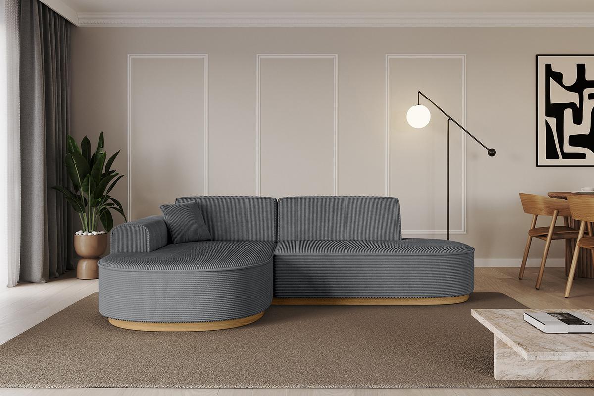 ECKSOFA Ottomane Links MARI-L1-v2 - 243x171x83 cm Dunkelgrau Cord - Dunkelgrau, Holzwerkstoff/Textil (243/171cm) - ALTDECOR