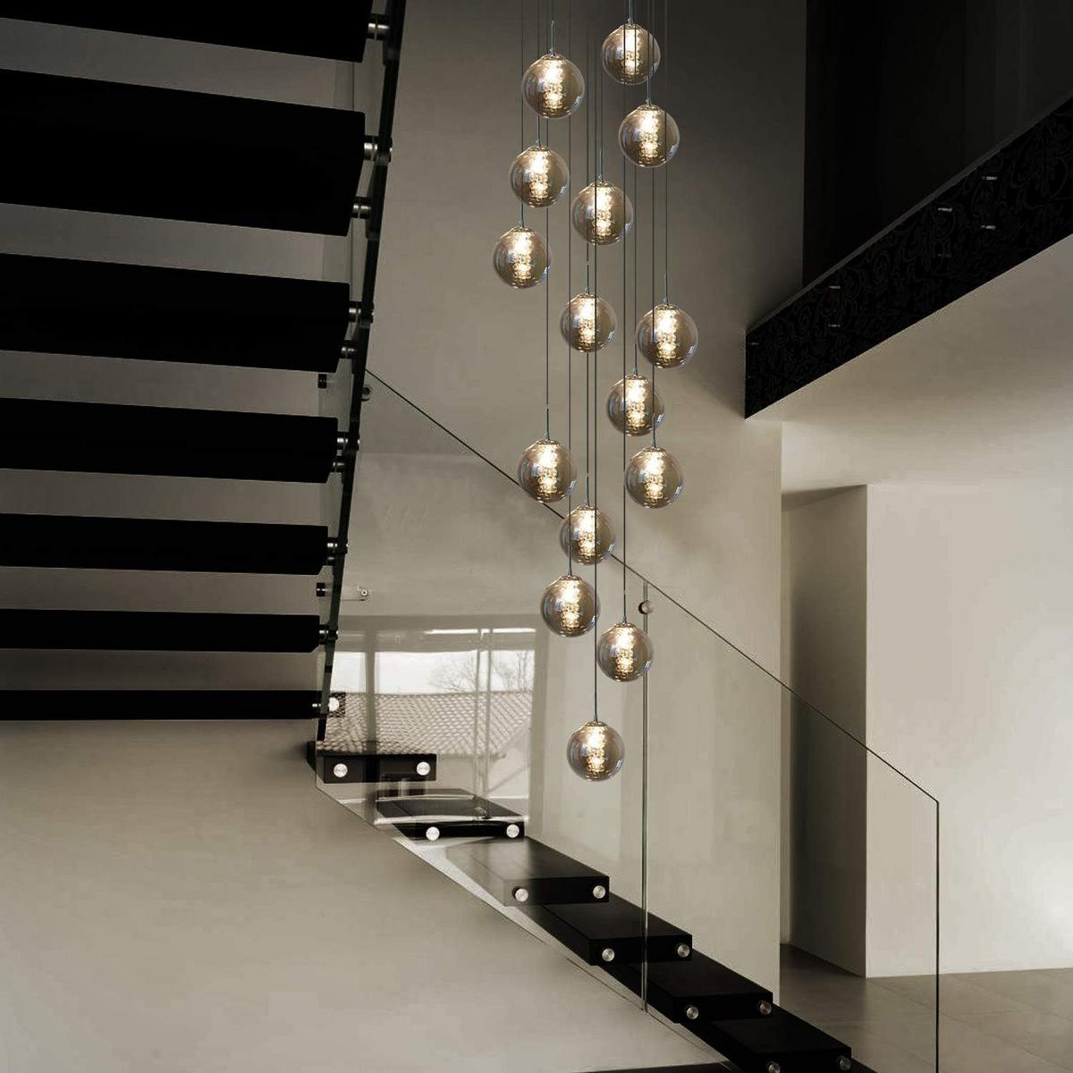PENDELLEUCHTE Energie 15-flammig 41/41/320 cm - Grau, Glas (41/41/320cm) - Nettlife