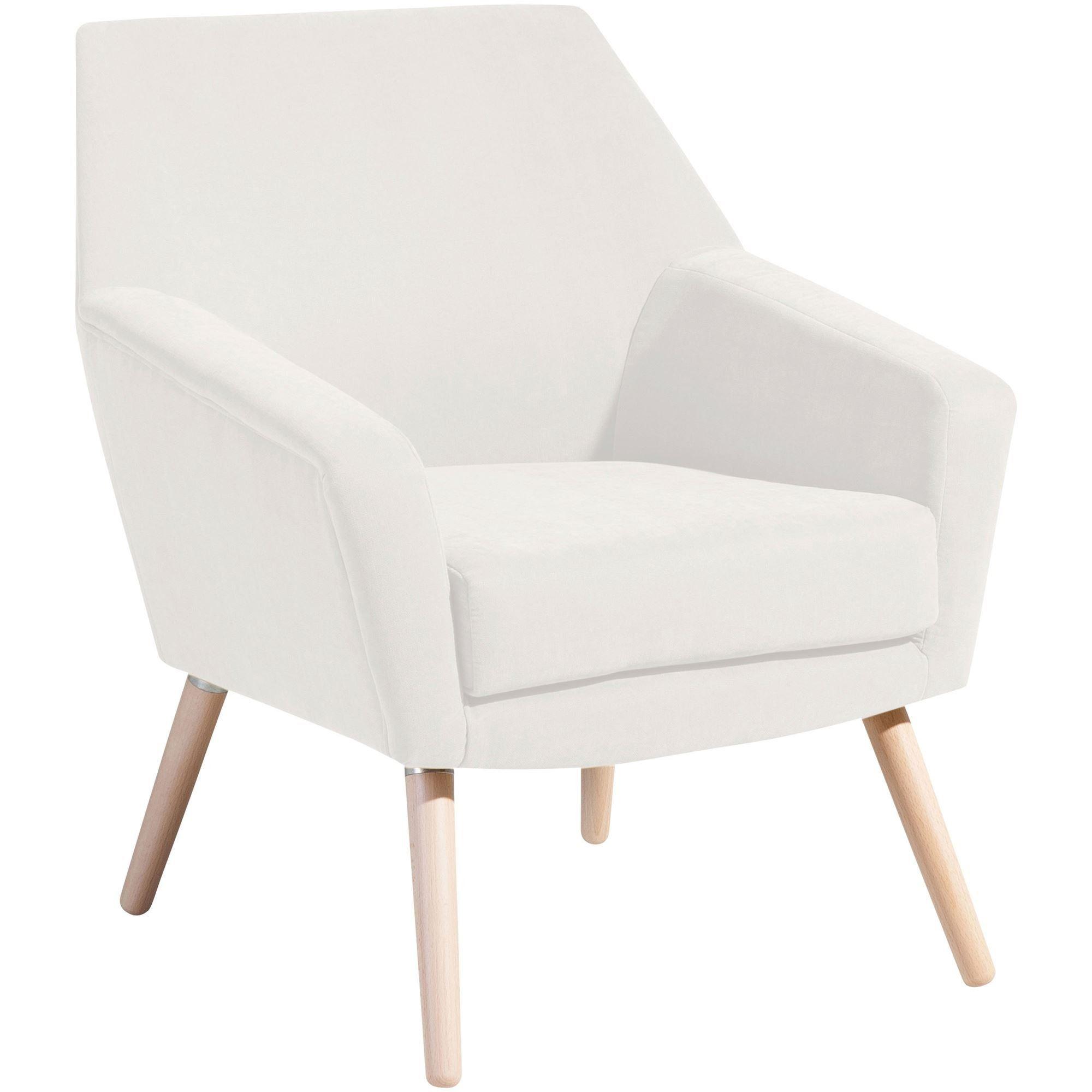 SESSEL Kachka Bezug Veloursstoff Buche natur / creme - Weiß, Kunststoff (71/81/67cm) - 58aufmkessel