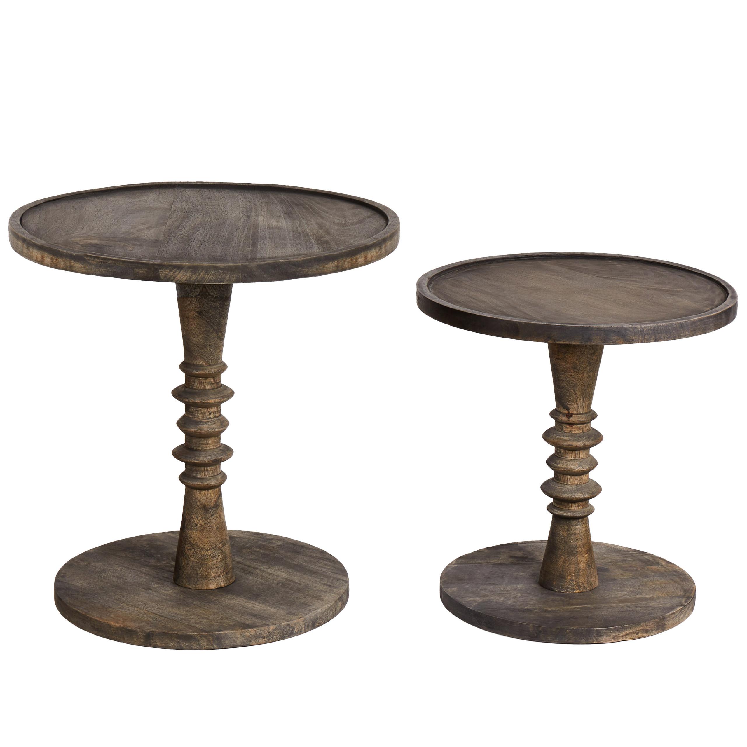 BEISTELLTISCH 2er-Set Mangoholz Dunkelbraun - Braun, Holz (45/45/48cm) - Beliani