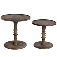 BEISTELLTISCH 2er-Set Mangoholz Dunkelbraun - Braun, Holz (45/45/48cm) - Beliani