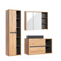 BADMÖBEL 100cm Rigel 2er-Set Holz und Anthrazit - Braun, Holzwerkstoff (100/60/45.5cm) - Petits-meubles