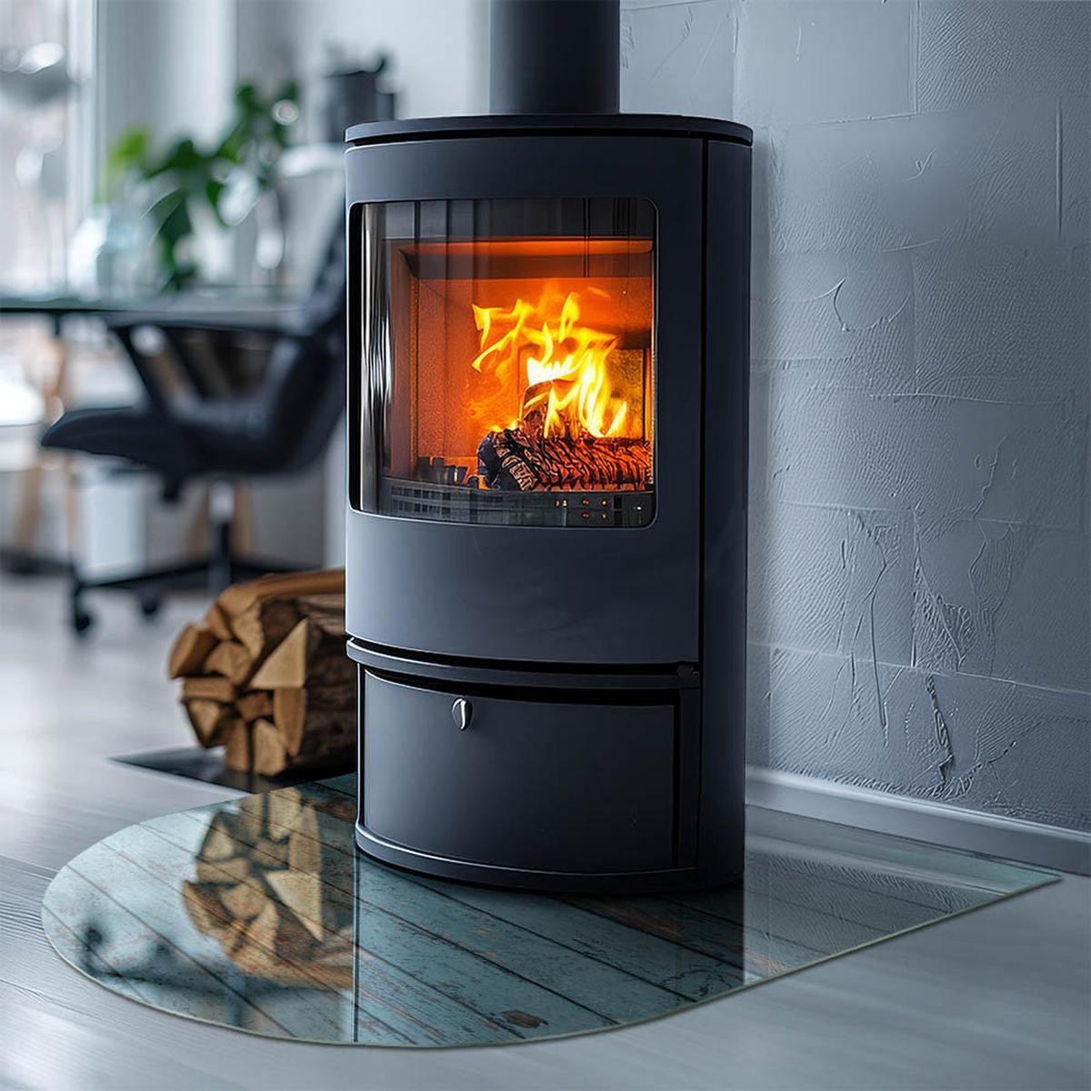 GLASPLATTE für Kamin 80x70 cm - Türkis, Glas (80/70/0.4cm) - TULUP