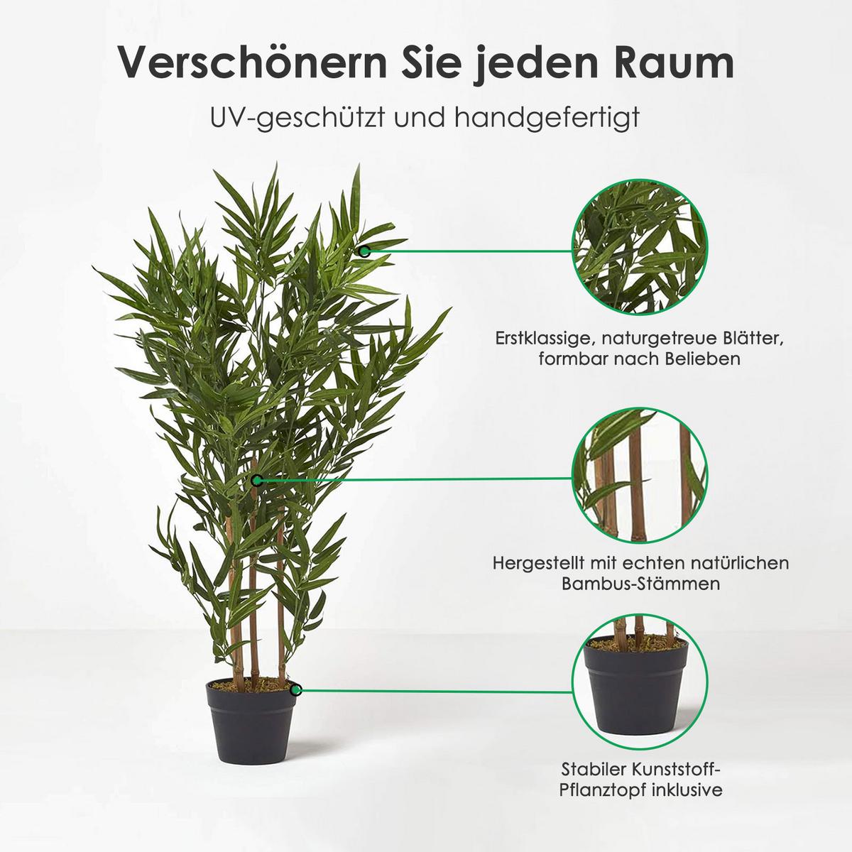 KUNSTBAUM Bambus, 95 cm - Grün, Kunststoff (95cm) - Homescapes