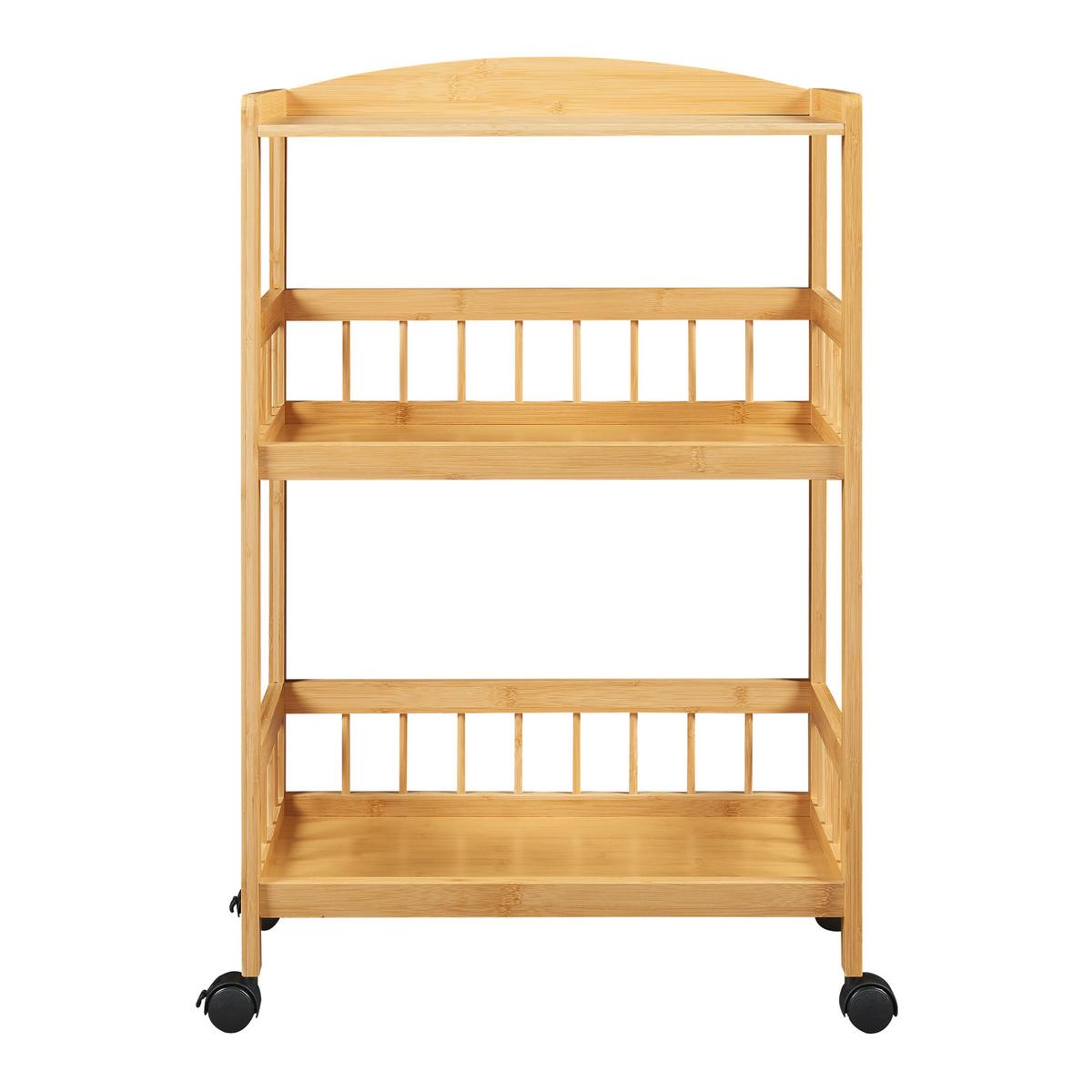 SERVIERWAGEN Huddinge - Schwarz/Naturfarben, Holz/Kunststoff (53/80/30cm) - [en.casa]