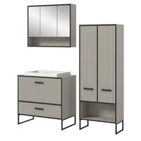 BADMÖBEL-SET schwarz, sand mit Waschbecken 154 cm, Kombination mit Soft-Close - Sandfarben/Schwarz, Glas/Keramik (154/192/48cm) - Inn.Furn