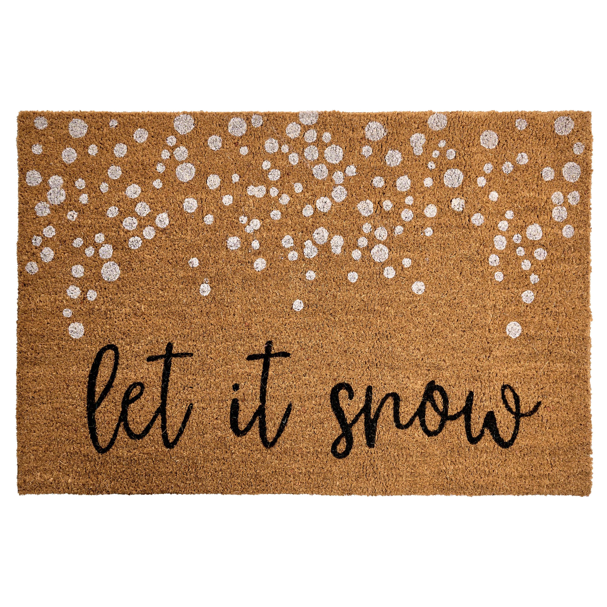 FUSSMATTE Naturfarben 60/90 cm Weihnachtsmotiv Kokosfasern Canarem - Naturfarben, Textil (60/90cm) - Beliani