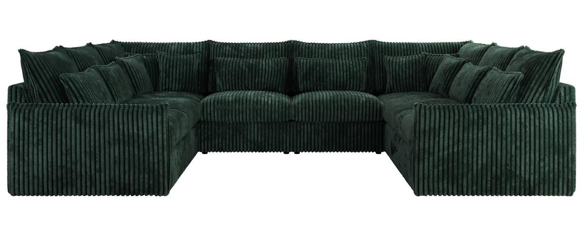 WOHNLANDSCHAFT VERSO U 8M Grün Cord - Schwarz/Grün, Kunststoff/Textil (362/93/270cm) - MKS