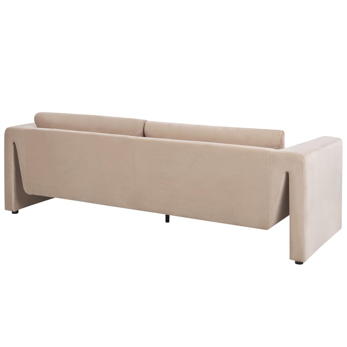 3-SITZER-SOFA Samtstoff sandbeige Maunu - Sandfarben/Schwarz, Textil (237/76/83cm) - Beliani