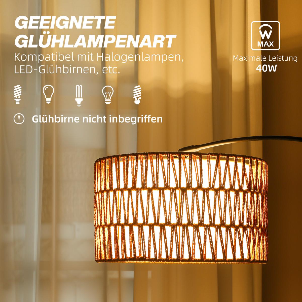 STEHLAMPE Wohnzimmer Stehleuchte mit Lampenschirm aus Leinen, E27 Fassung - Schwarz, Metall (93/34/175cm) - HOMCOM