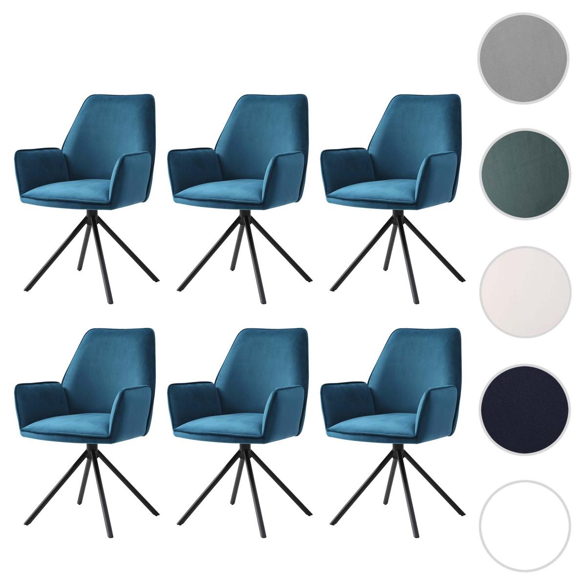 ESSZIMMERSTUHL Türkis, Schwarz 6er-Set - Türkis/Blau, Textil (60/86/60cm) - MCW