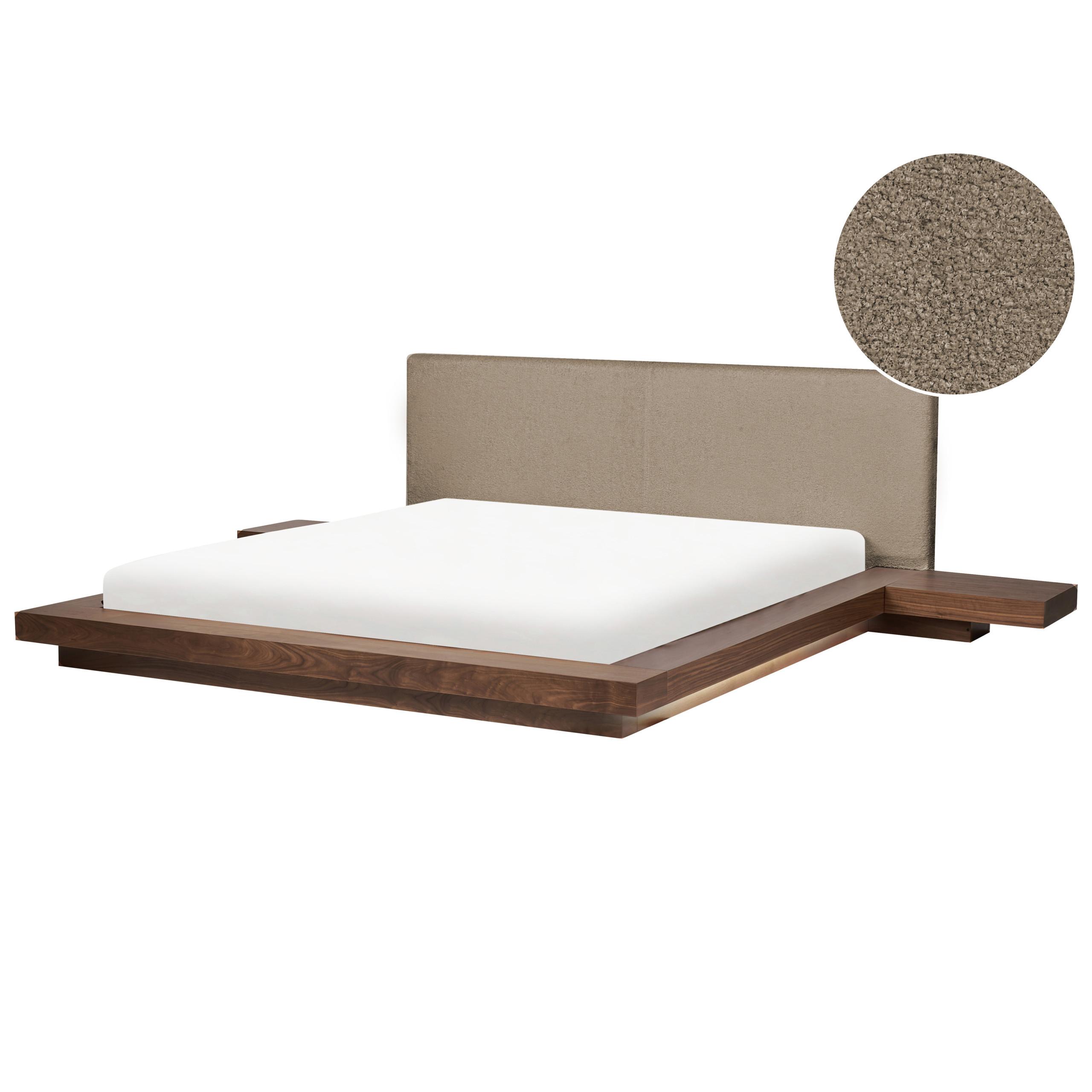 BETT mit LED 180/200 cm MDF-Platte Taupe Zen - Taupe, Holz (180/200cm) - Beliani
