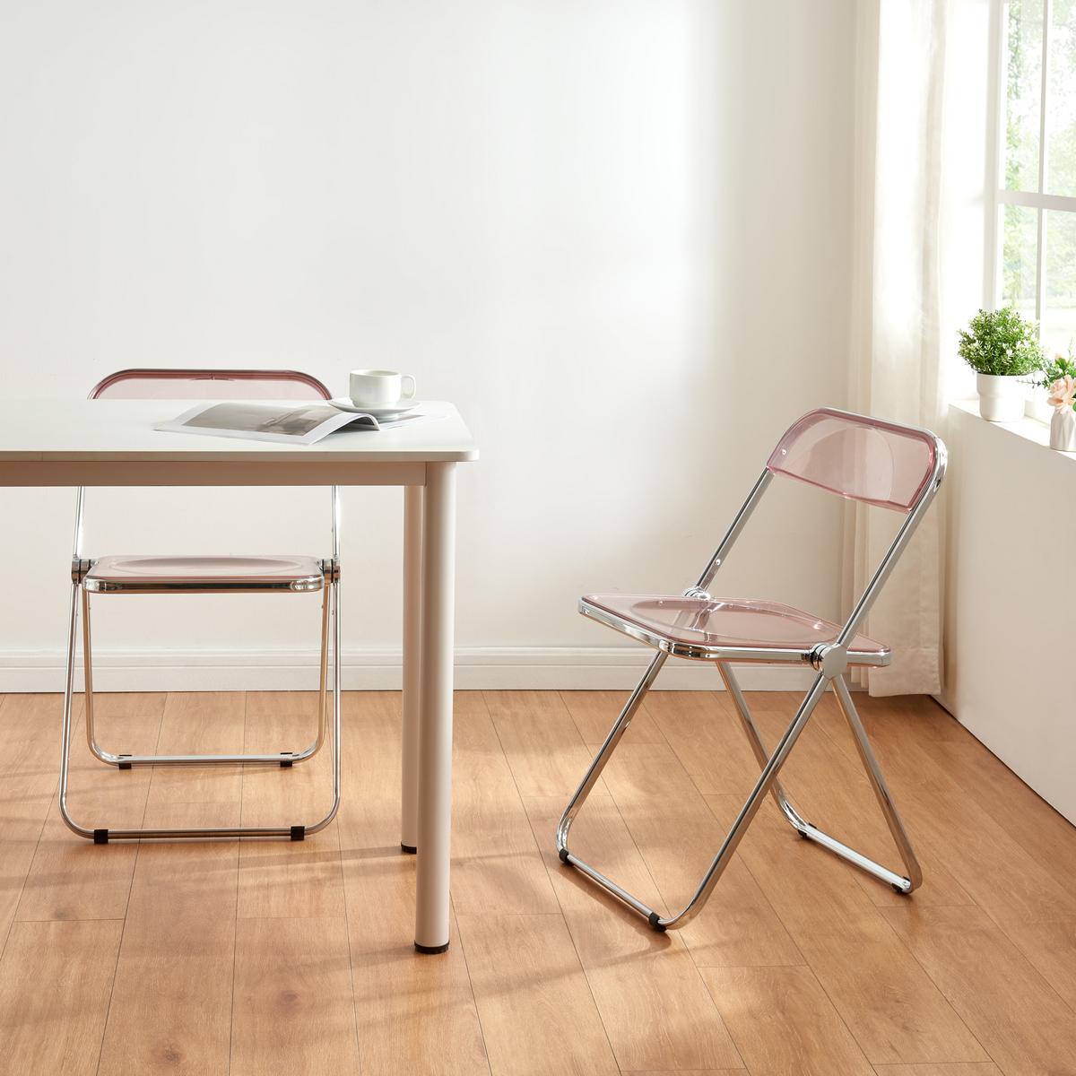 KLAPPSTUHL-SET Pornainen 4 TLG. - Pink, Kunststoff/Metall (46/74/47cm) - [en.casa]
