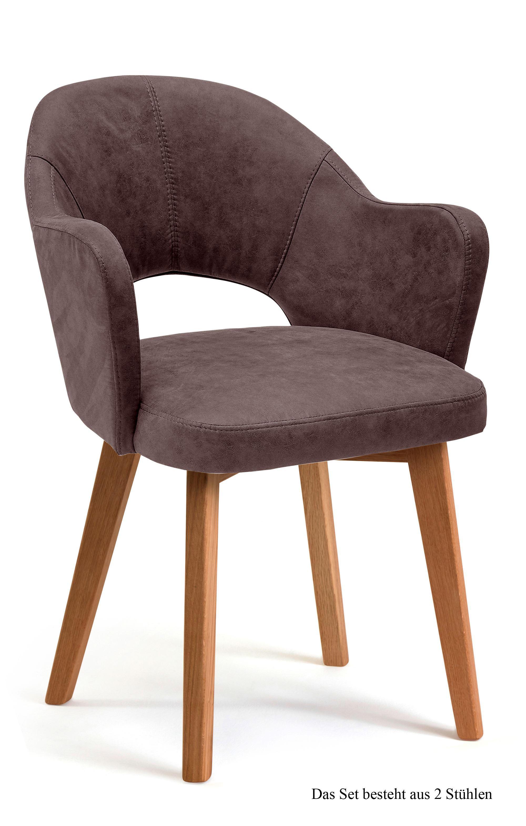 ARMLEHNSTUHL (2er-Set) Darsie 59x87x61 Eiche geölt/Braun - Eichefarben/Braun, Kunststoff (61/87/59cm) - 58aufmkessel