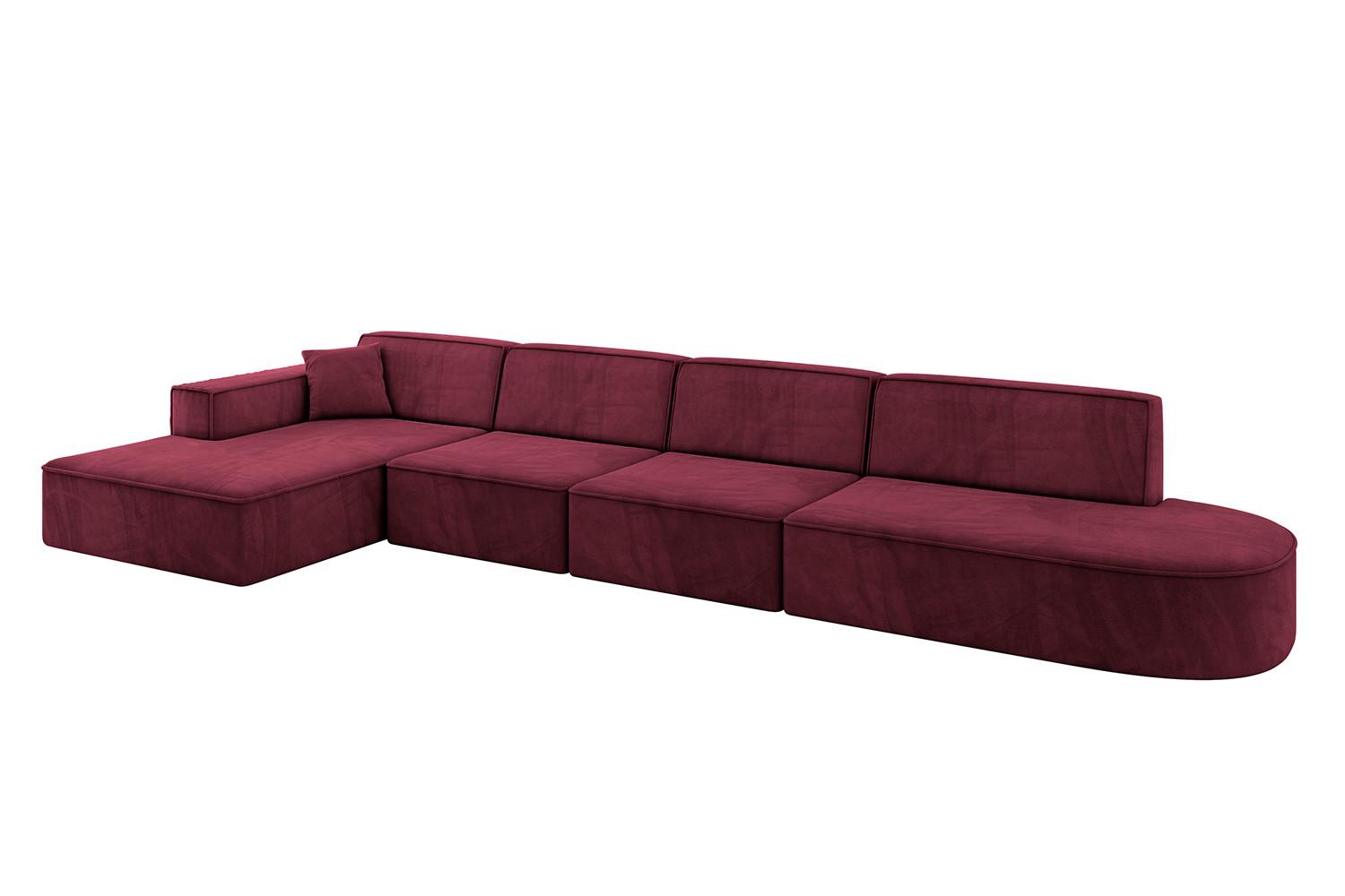 ECKSOFA Ottomane Links IREA-L3-v4 - 412x165x77 cm Bordeauxrot - Bordeaux, Holzwerkstoff/Textil (412/165cm) - ALTDECOR