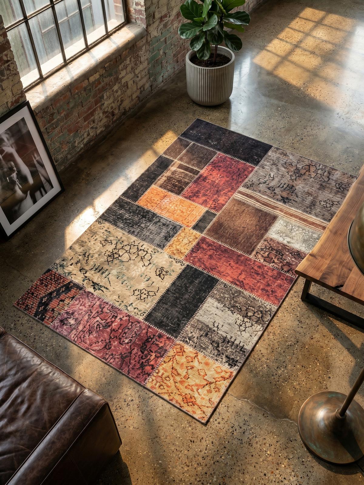 TEPPICH Flachgewebe Waschbar PIZOL in Bunt, im Patchwork-Stil, 140 x 200 cm - Multicolor, Textil (200/140cm) - KADIMA DESIGN