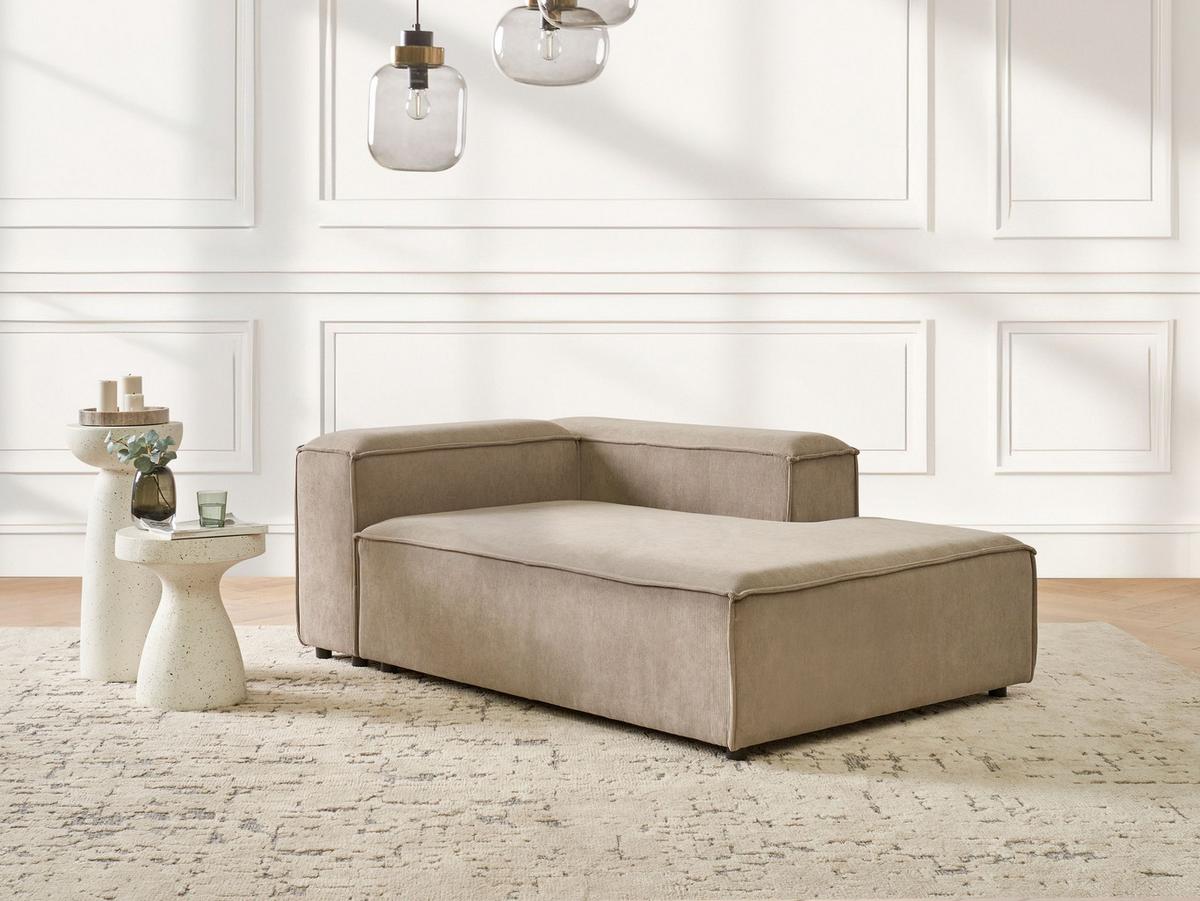 CHAISELONGUE-LINKSSEITIGE Cord Hellbraun Ardal - Hellbraun/Schwarz, Textil (119/68/180cm) - Beliani
