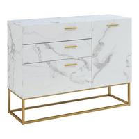 SIDEBOARD Lavangen - Goldfarben/Weiß, Holzwerkstoff/Metall (100/75/35cm) - [en.casa]