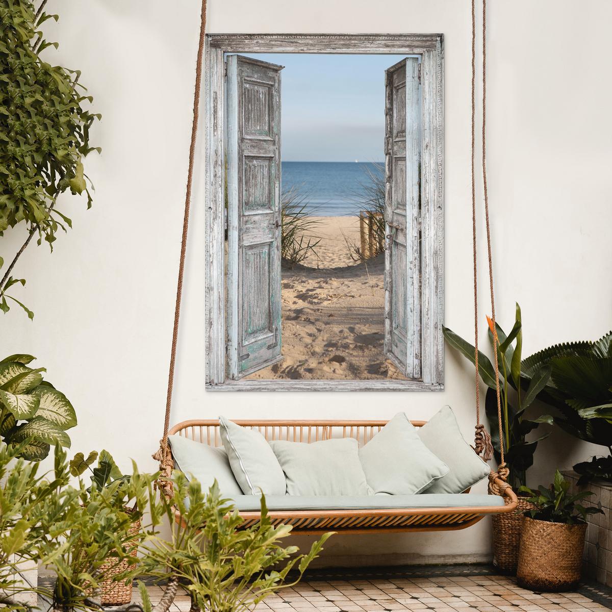 GARTENPOSTER Düne - Strand - Aussicht - Sommer Bild 120x180 cm - Hellgrau, Kunststoff (120/180/0.2cm) - OnlyWow